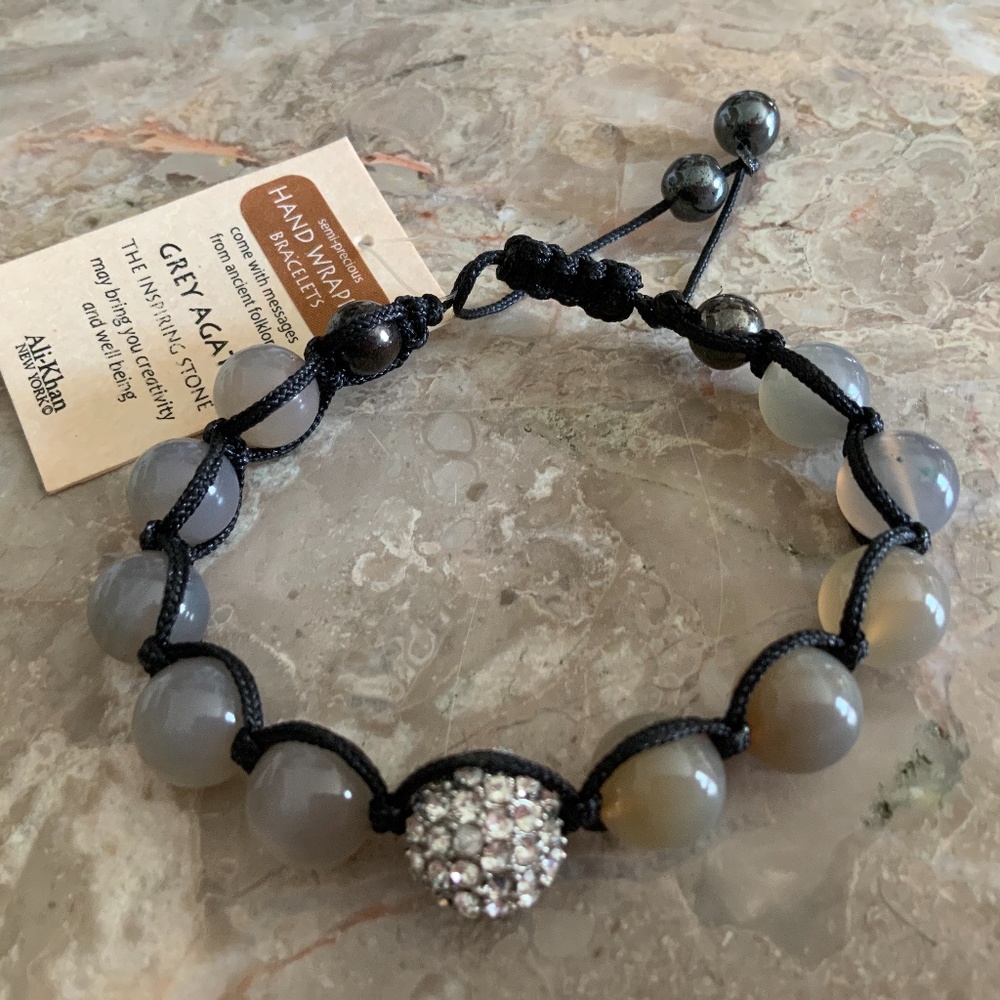 NWT ALI-KHAN Agate & Crystal Wrapped Bracelet